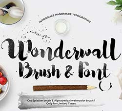 迷墙书法字体和墨迹风格的PS笔刷：Wonderwall Font & Alphabetical Brush